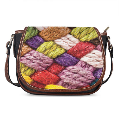 Colorful Wool Yarns Print Saddle Bag