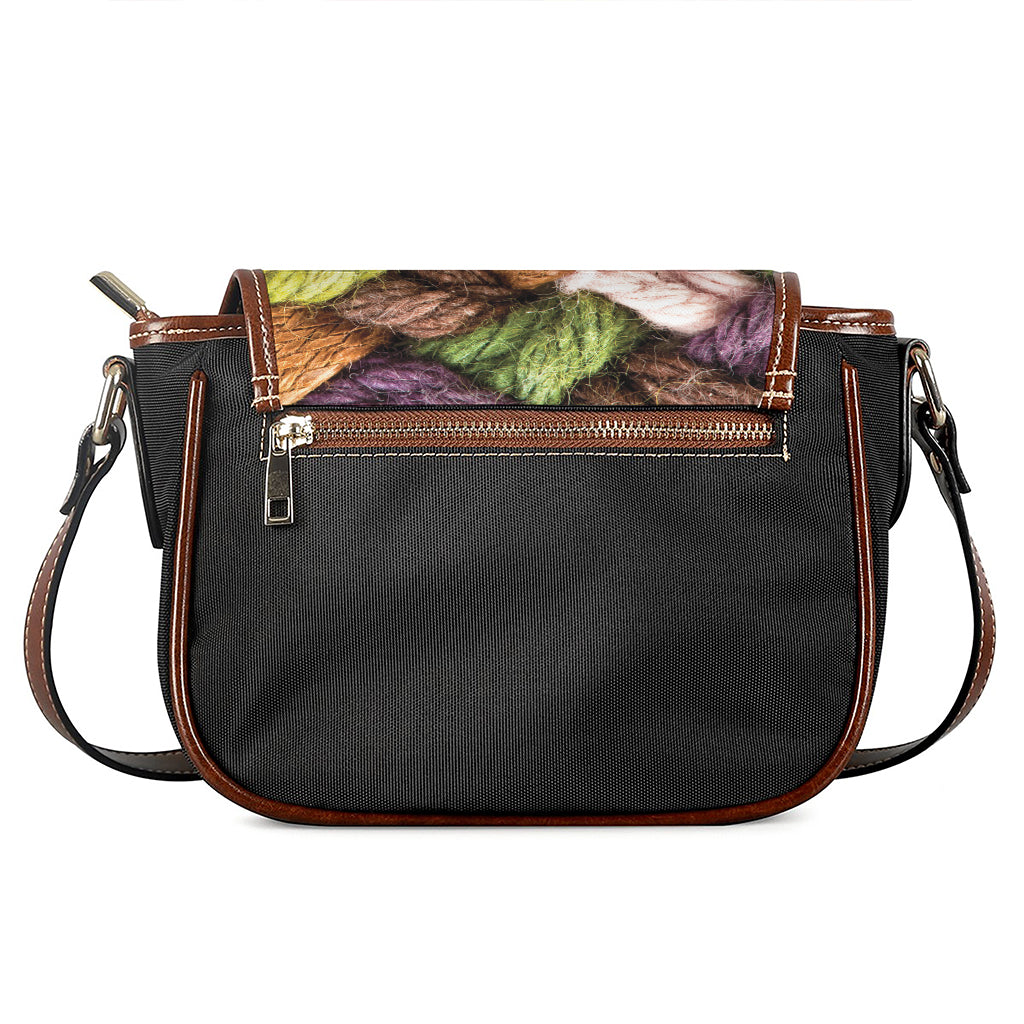 Colorful Wool Yarns Print Saddle Bag