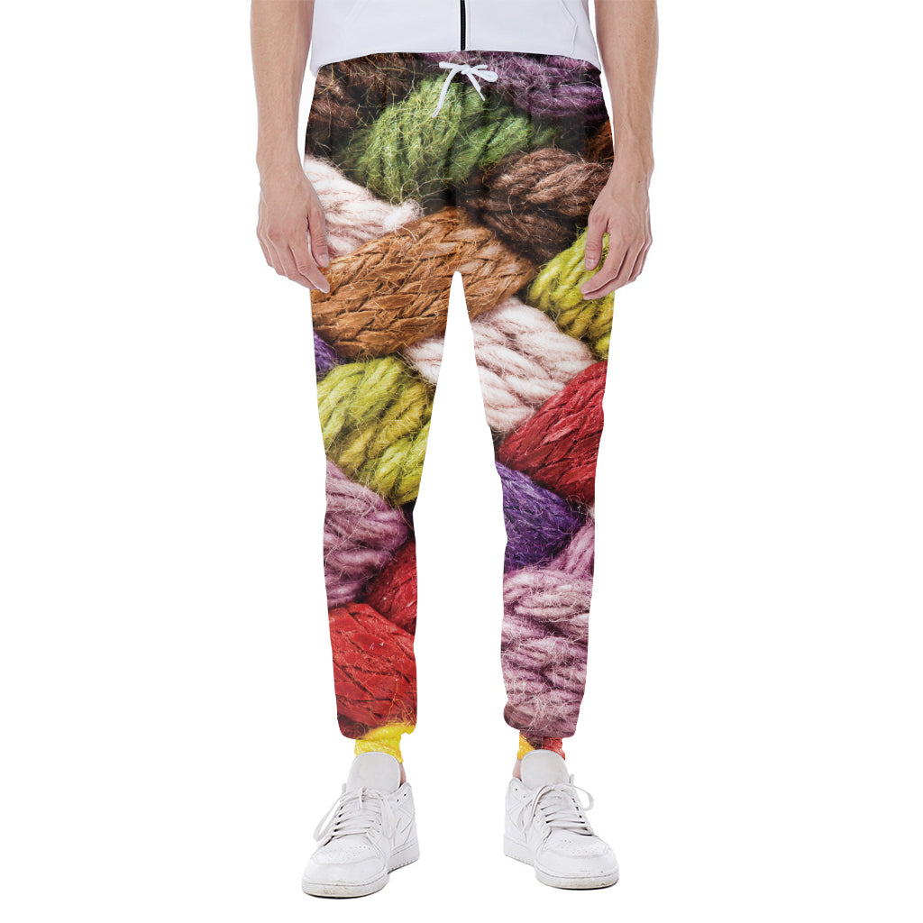Colorful Wool Yarns Print Scuba Joggers
