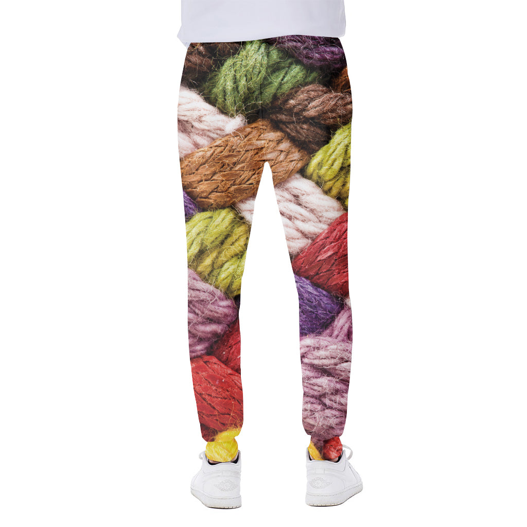 Colorful Wool Yarns Print Scuba Joggers