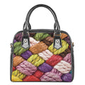 Colorful Wool Yarns Print Shoulder Handbag