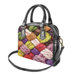 Colorful Wool Yarns Print Shoulder Handbag