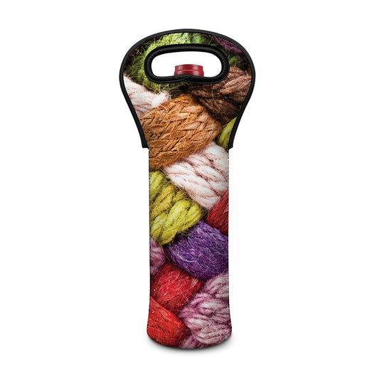 Colorful Wool Yarns Print Single Neoprene Wine Tote