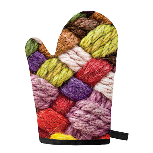 Colorful Wool Yarns Print Single Oven Mitt