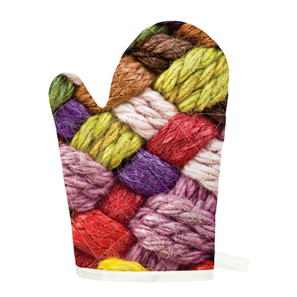 Colorful Wool Yarns Print Single Oven Mitt