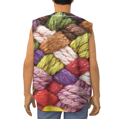 Colorful Wool Yarns Print Sleeveless Baseball Jersey