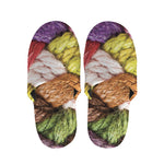 Colorful Wool Yarns Print Slippers