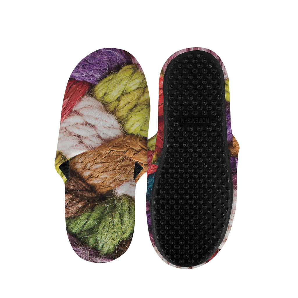 Colorful Wool Yarns Print Slippers