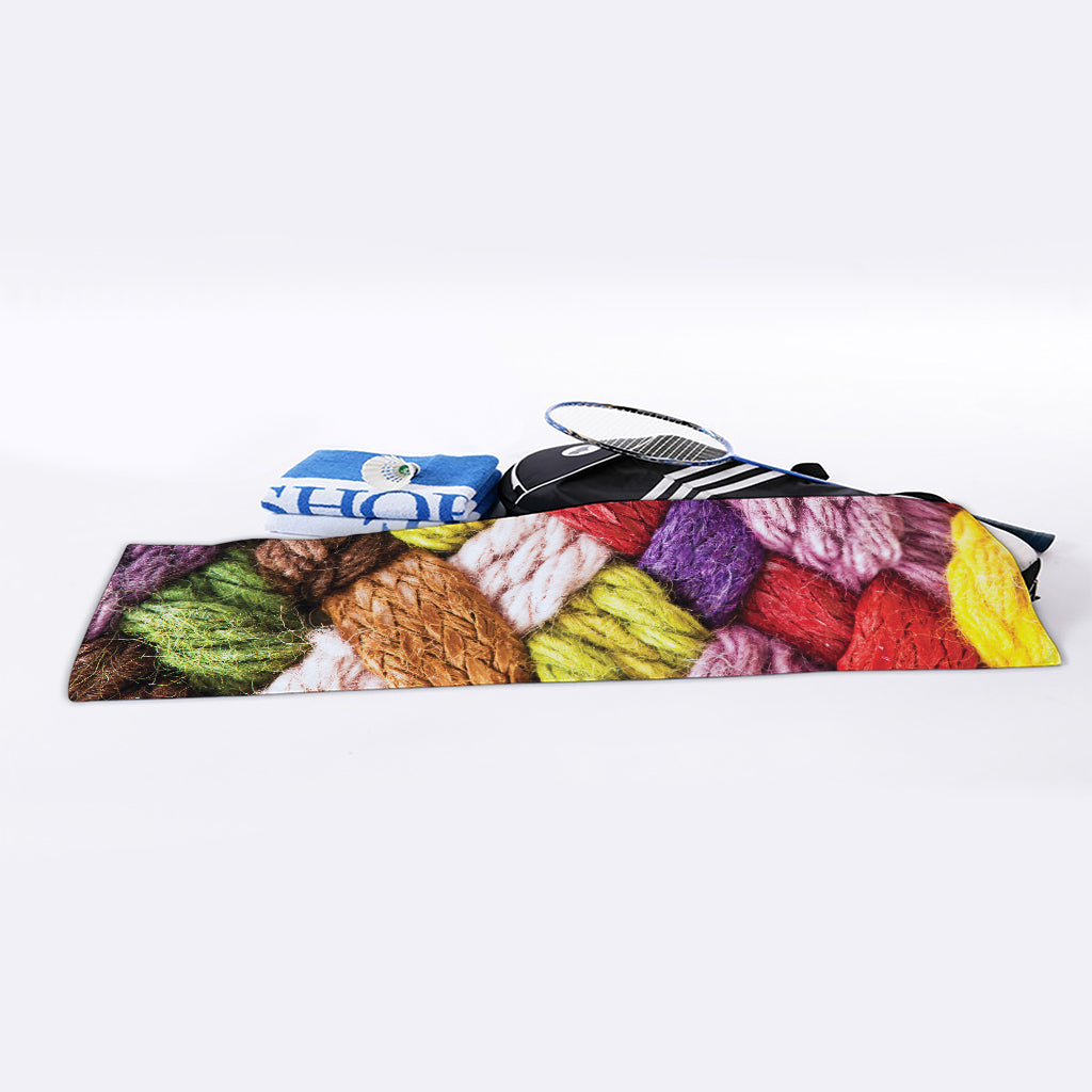 Colorful Wool Yarns Print Sports Towel