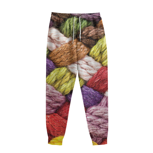 Colorful Wool Yarns Print Sweatpants