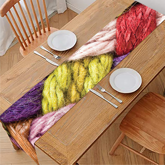 Colorful Wool Yarns Print Table Runner