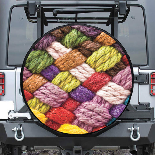 Colorful Wool Yarns Print Tire Cover