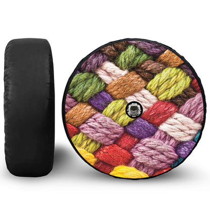 Colorful Wool Yarns Print Tire Cover With Camera Hole