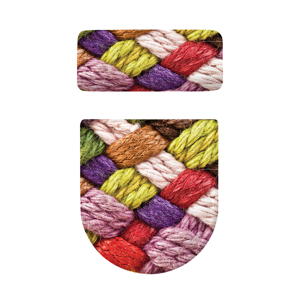 Colorful Wool Yarns Print Toilet Lid And Tank Cover Set
