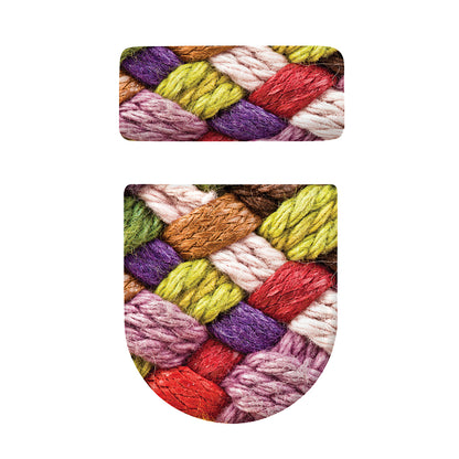 Colorful Wool Yarns Print Toilet Lid And Tank Cover Set