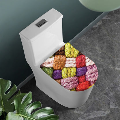 Colorful Wool Yarns Print Toilet Lid Cover