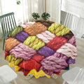 Colorful Wool Yarns Print Waterproof Round Tablecloth