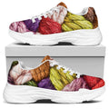 Colorful Wool Yarns Print White Chunky Shoes