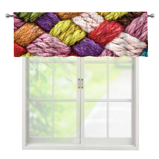 Colorful Wool Yarns Print Window Valance