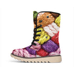 Colorful Wool Yarns Print Winter Boots