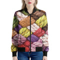 Colorful Wool Yarns Print Women's Bomber Jacket