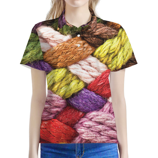 Colorful Wool Yarns Print Women's Polo Shirt