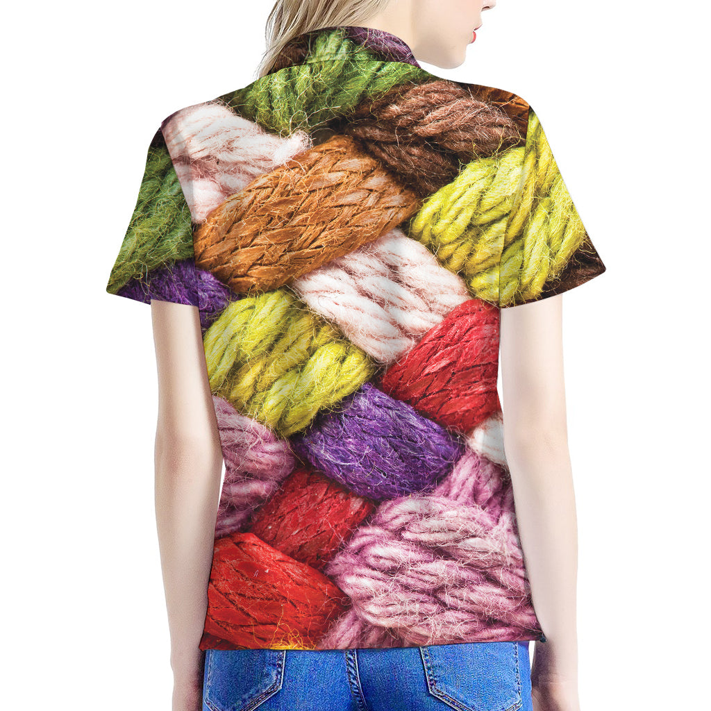 Colorful Wool Yarns Print Women's Polo Shirt