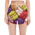 Colorful Wool Yarns Print Women's Split Running Shorts