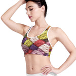 Colorful Wool Yarns Print Women's Sports Bra