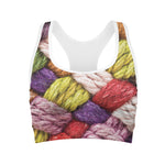 Colorful Wool Yarns Print Women's Sports Bra