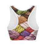 Colorful Wool Yarns Print Women's Sports Bra