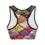 Colorful Wool Yarns Print Women's Sports Bra