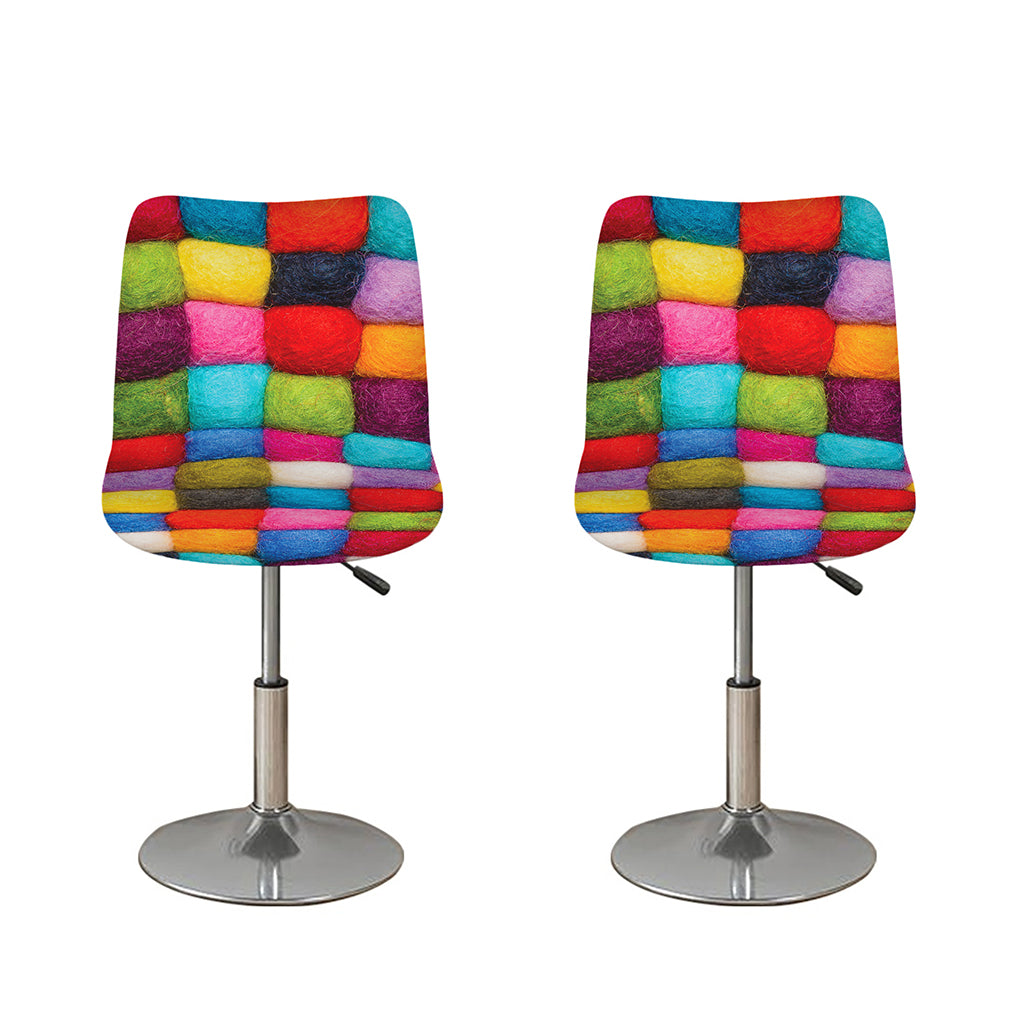 Colorful Yarn Balls Print Bar Stool Covers