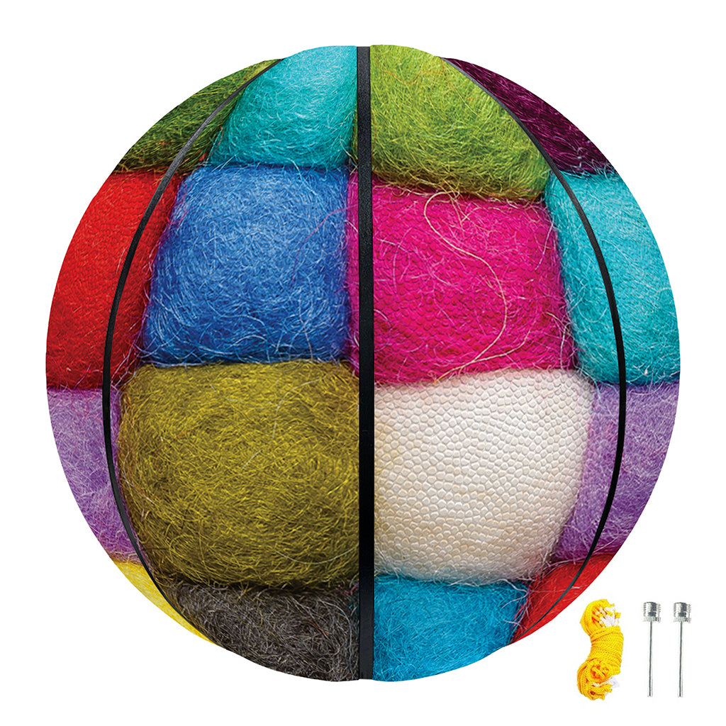 Colorful Yarn Balls Print Basketball