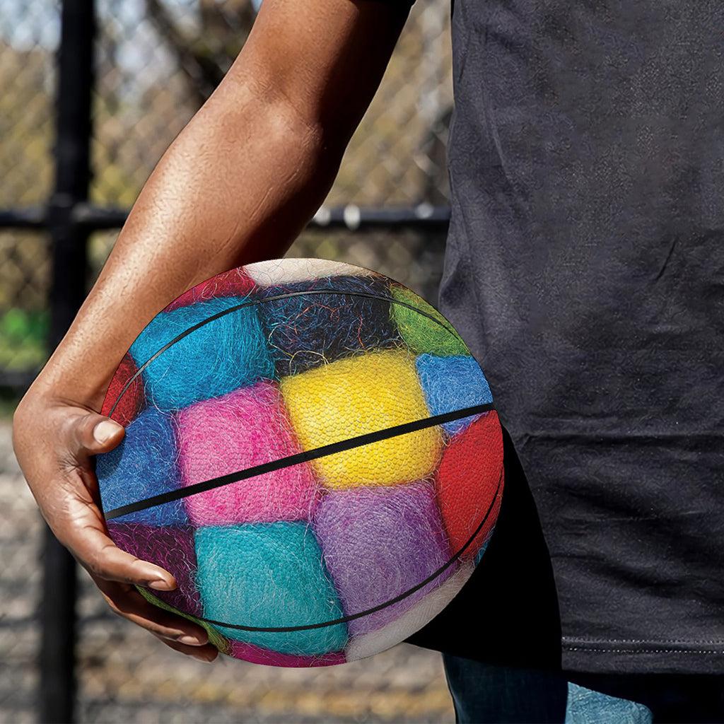 Colorful Yarn Balls Print Basketball