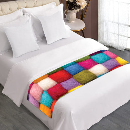 Colorful Yarn Balls Print Bed Runner