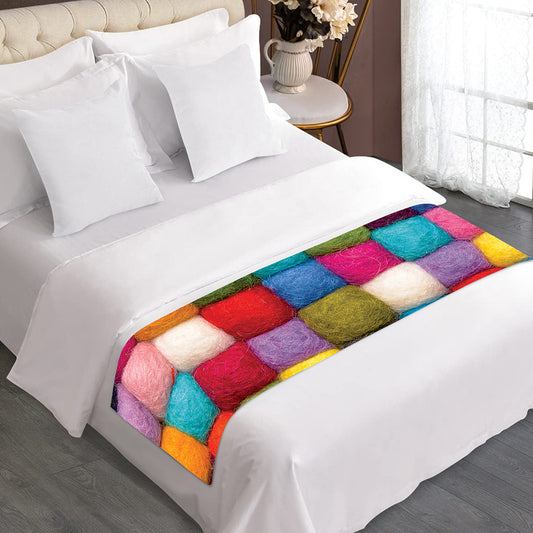 Colorful Yarn Balls Print Bed Runner
