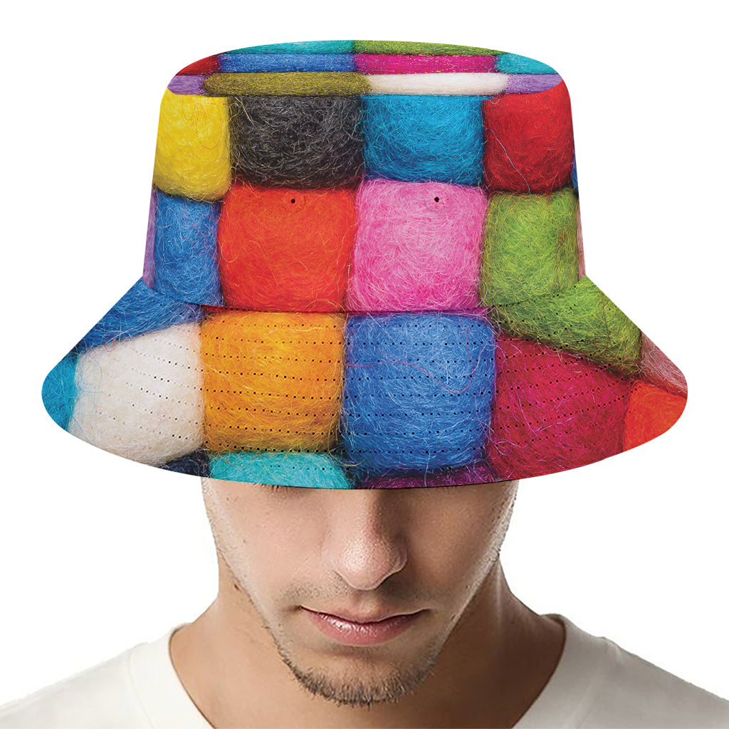 Colorful Yarn Balls Print Bucket Hat