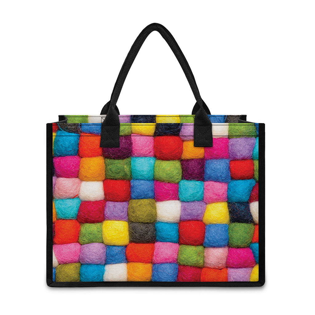 Colorful Yarn Balls Print Canvas Tote Bag