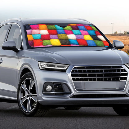 Colorful Yarn Balls Print Car Windshield Sun Shade