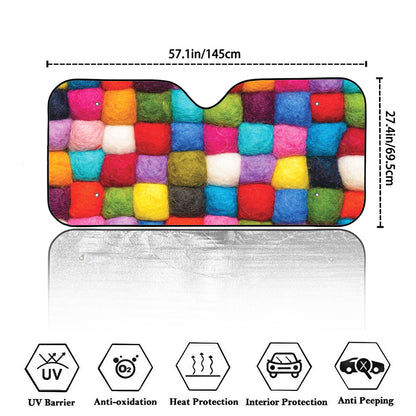 Colorful Yarn Balls Print Car Windshield Sun Shade