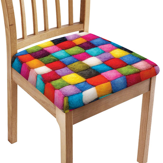 Colorful Yarn Balls Print Chair Cushion Cover