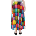 Colorful Yarn Balls Print Chiffon Maxi Skirt