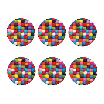 Colorful Yarn Balls Print Coaster Set