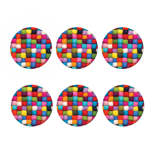 Colorful Yarn Balls Print Coaster Set