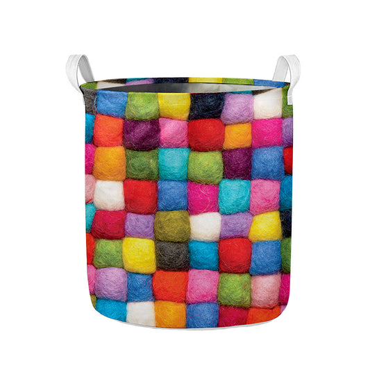 Colorful Yarn Balls Print Collapsible Laundry Basket