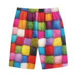 Colorful Yarn Balls Print Cotton Shorts