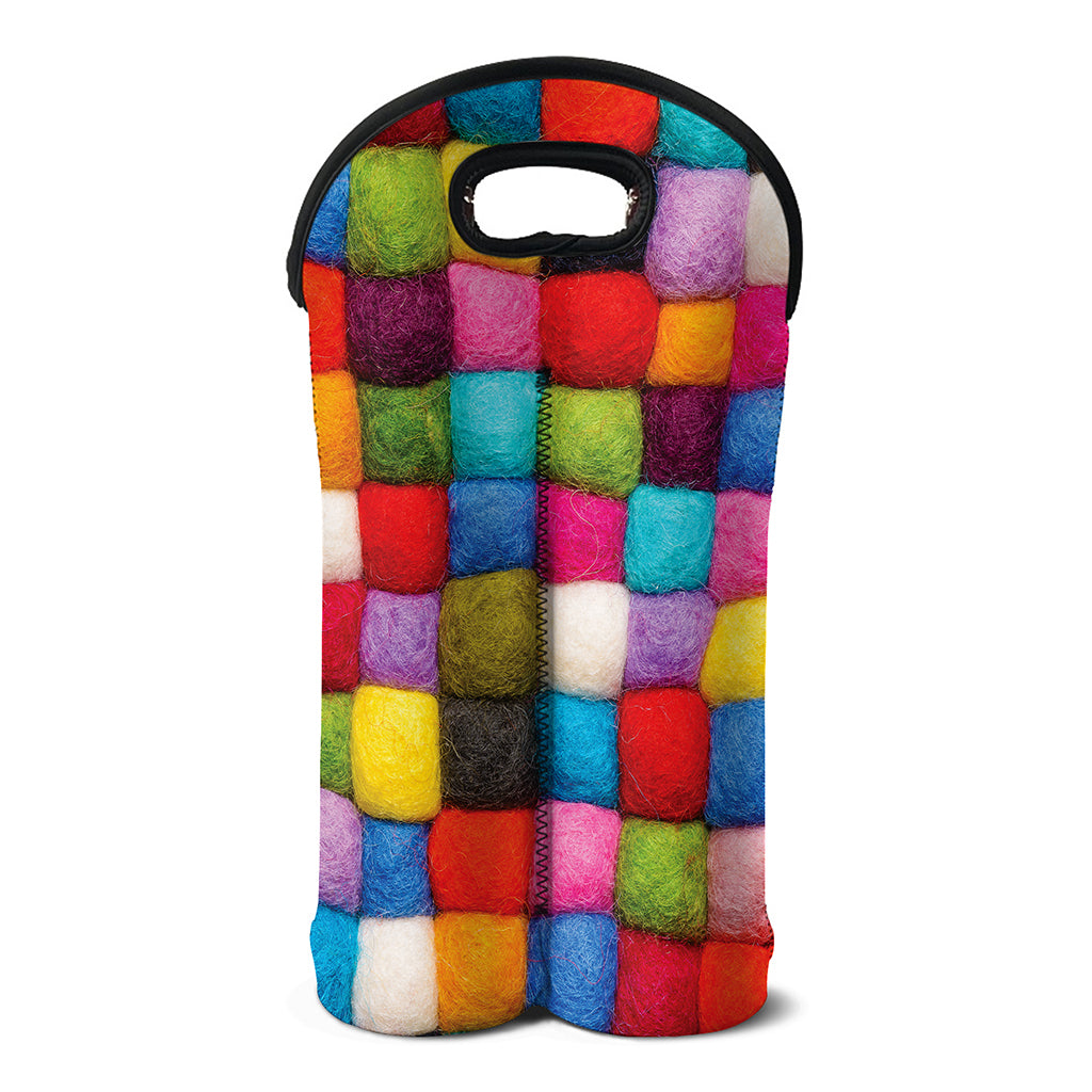 Colorful Yarn Balls Print Double Neoprene Wine Tote