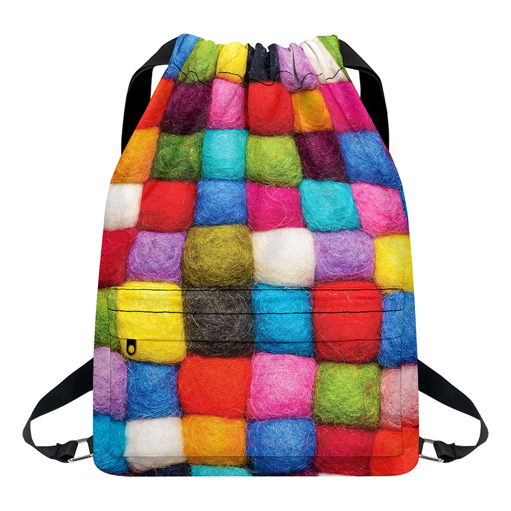 Colorful Yarn Balls Print Drawstring Backpack