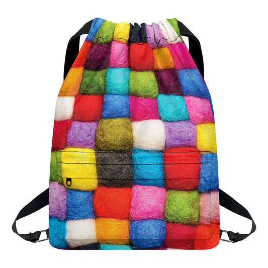 Colorful Yarn Balls Print Drawstring Backpack